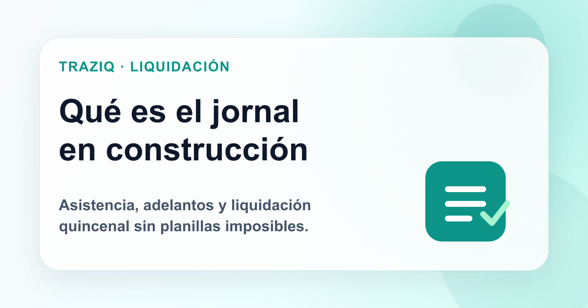 Qué es el jornal en construcción y por qué liquidarlo es más complejo de lo que parece